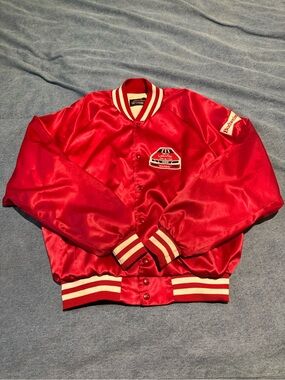 Vintage 1988 Terry Labonte Fan Club Budweiser Satin Bomber Jacket L Red